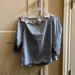 Lace off shoulder top striped
